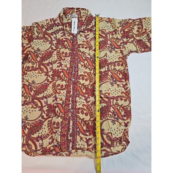 Retro Button up Womens shirt collared Long Sleeve Paisley Print size XL New - Picture 15 of 16